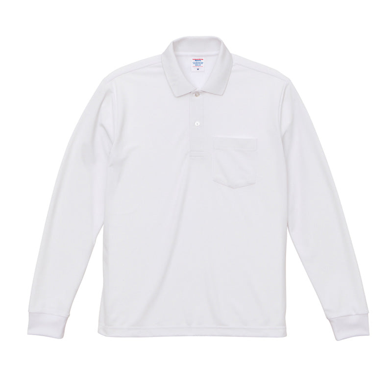 2024 - 4.7oz Special Dry Kanoko Long Sleeve Polo Shirt with Pocket - White x 1