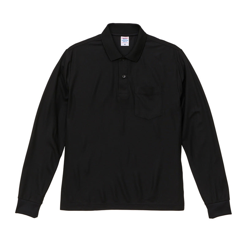 2024 - 4.7oz Special Dry Kanoko Long Sleeve Polo Shirt with Pocket - Black x 1