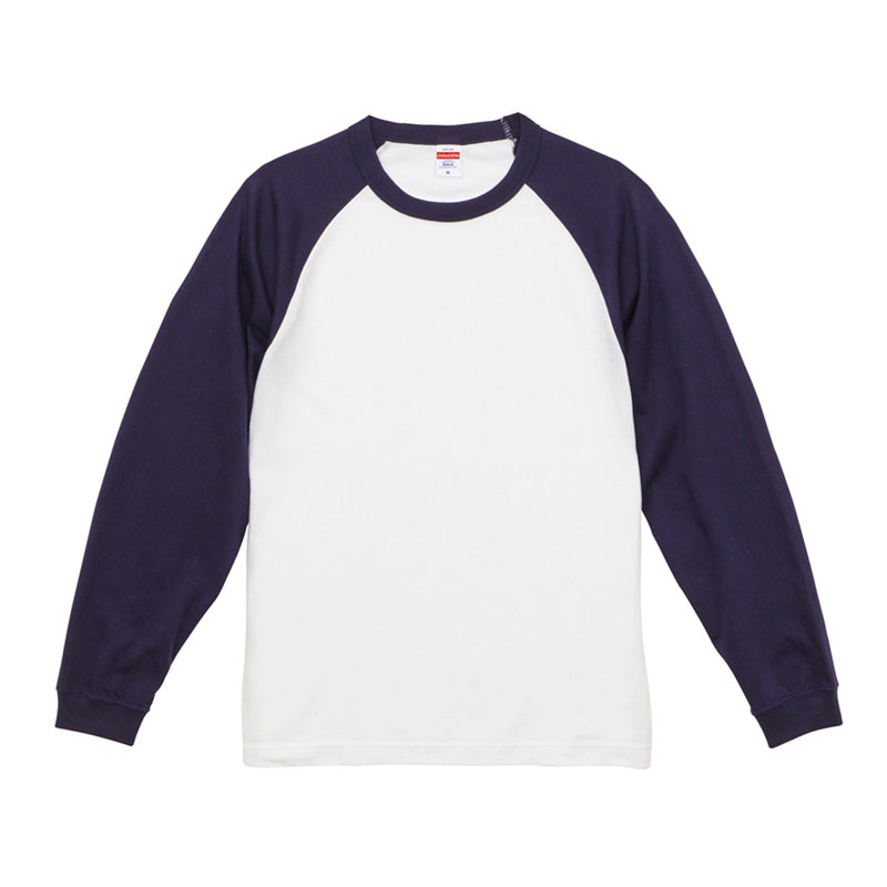 5048 - 5.6 oz raglan long sleeve t-shirt - White/Navy x 1